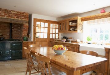 Natural woven wood blinds on a sunny window